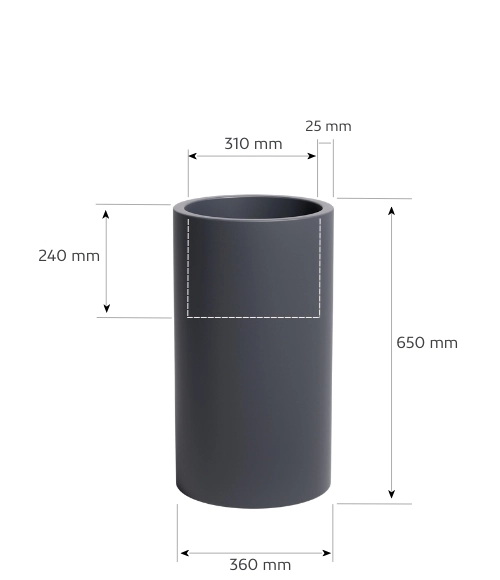 Donica w kształcie walca 65 cm wysokości